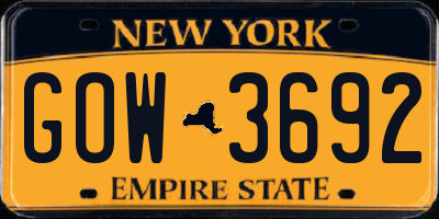 NY license plate GOW3692