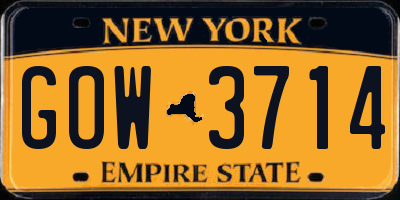 NY license plate GOW3714