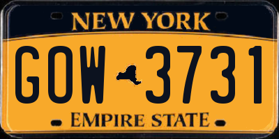 NY license plate GOW3731