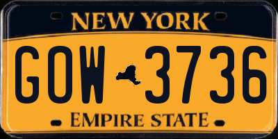 NY license plate GOW3736
