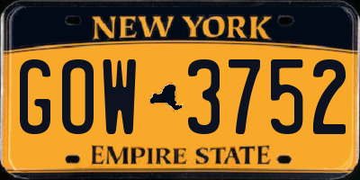NY license plate GOW3752