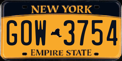 NY license plate GOW3754