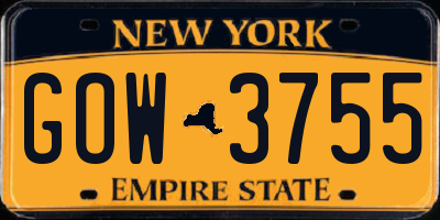 NY license plate GOW3755