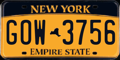 NY license plate GOW3756