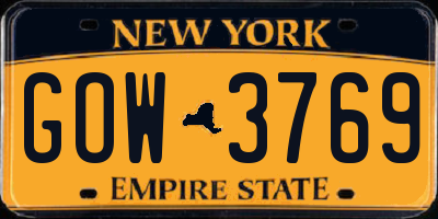 NY license plate GOW3769