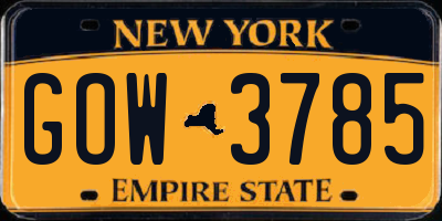 NY license plate GOW3785