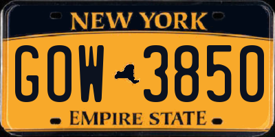 NY license plate GOW3850