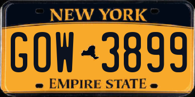 NY license plate GOW3899