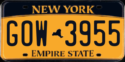 NY license plate GOW3955