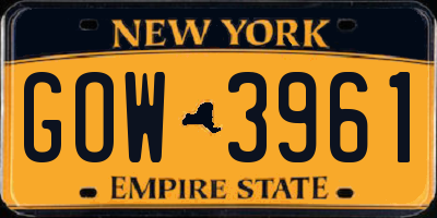 NY license plate GOW3961