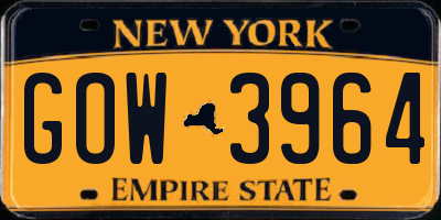 NY license plate GOW3964