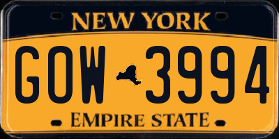 NY license plate GOW3994