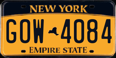 NY license plate GOW4084