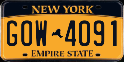 NY license plate GOW4091