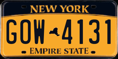 NY license plate GOW4131