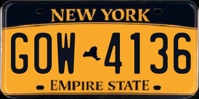 NY license plate GOW4136