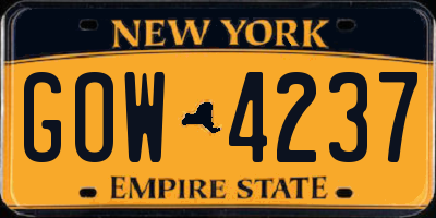 NY license plate GOW4237