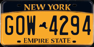 NY license plate GOW4294