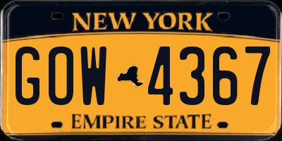 NY license plate GOW4367