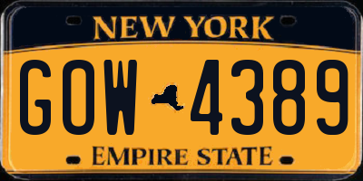 NY license plate GOW4389