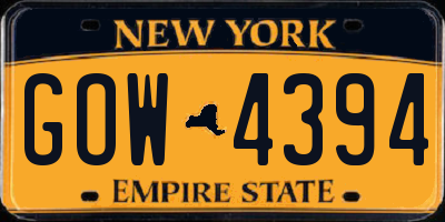 NY license plate GOW4394