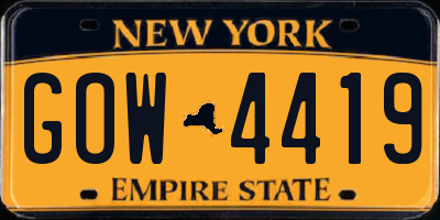 NY license plate GOW4419