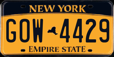 NY license plate GOW4429