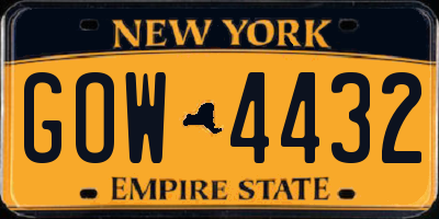 NY license plate GOW4432