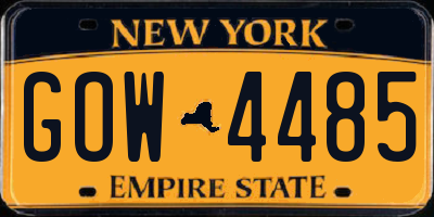 NY license plate GOW4485