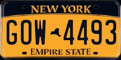 NY license plate GOW4493
