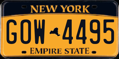 NY license plate GOW4495
