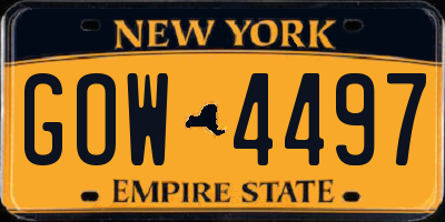 NY license plate GOW4497