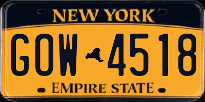 NY license plate GOW4518
