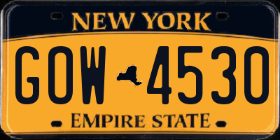 NY license plate GOW4530