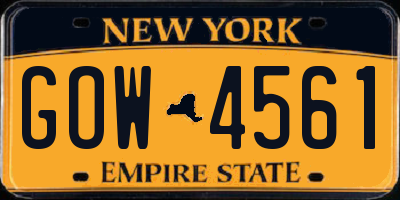 NY license plate GOW4561