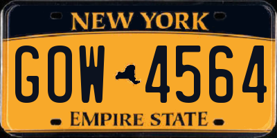 NY license plate GOW4564
