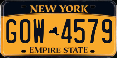 NY license plate GOW4579