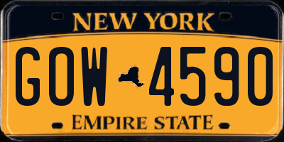 NY license plate GOW4590