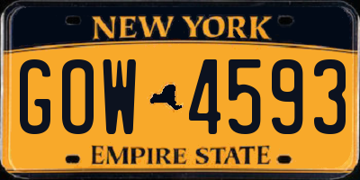 NY license plate GOW4593