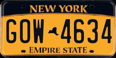 NY license plate GOW4634