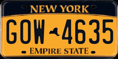 NY license plate GOW4635