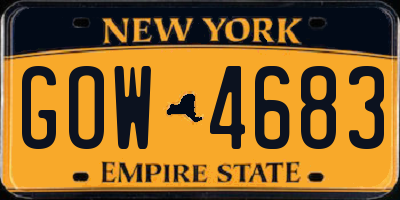NY license plate GOW4683
