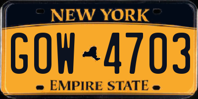 NY license plate GOW4703