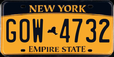 NY license plate GOW4732
