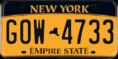 NY license plate GOW4733