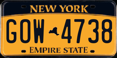 NY license plate GOW4738