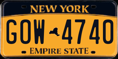 NY license plate GOW4740