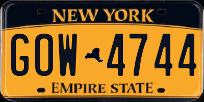 NY license plate GOW4744