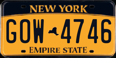 NY license plate GOW4746