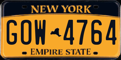 NY license plate GOW4764